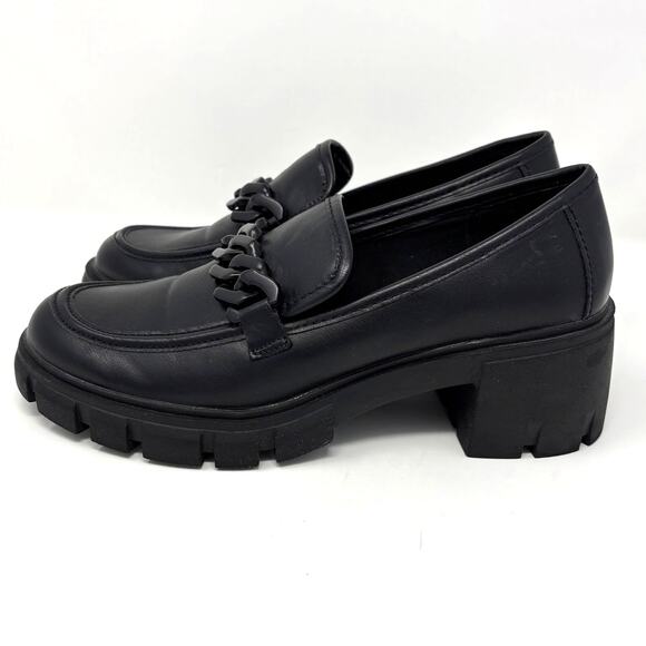 Madden Girl Hoxton Loafer, Black Chunky Heel Y2K - Picture 2 of 8